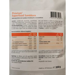 Inhaltsangaben Provisan Superfood Sanddorn