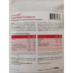 Inhaltsangaben Provisan Superfood Cranberry